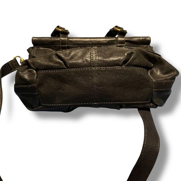 Fossil Ginger Top Handle Crossbody Purse Brown Leather Magnetic Snap Closure - Picture 8 of 15